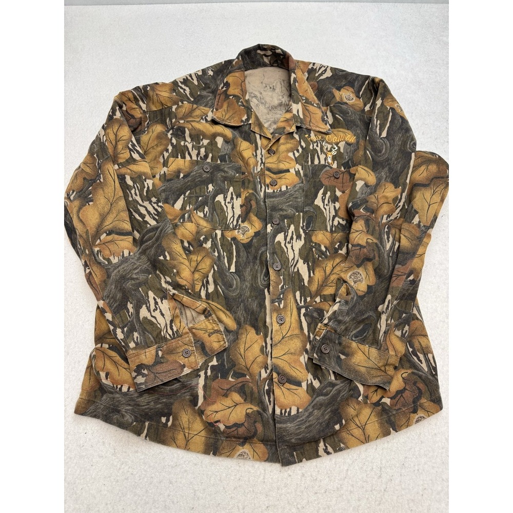 Mossy Oak Shirt Mens Fall Foilage XL Brown Camo Long Sleeve Button Up Hunting